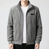 Men's Stand Collar Fleece Lined Zip Up Jacket