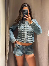 Summer Women's Denim Sleeveless Buttoned Style