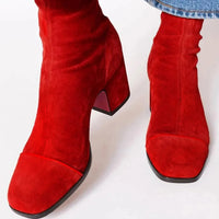 Women's Comfortable Chic Square Toe Heeled Boots