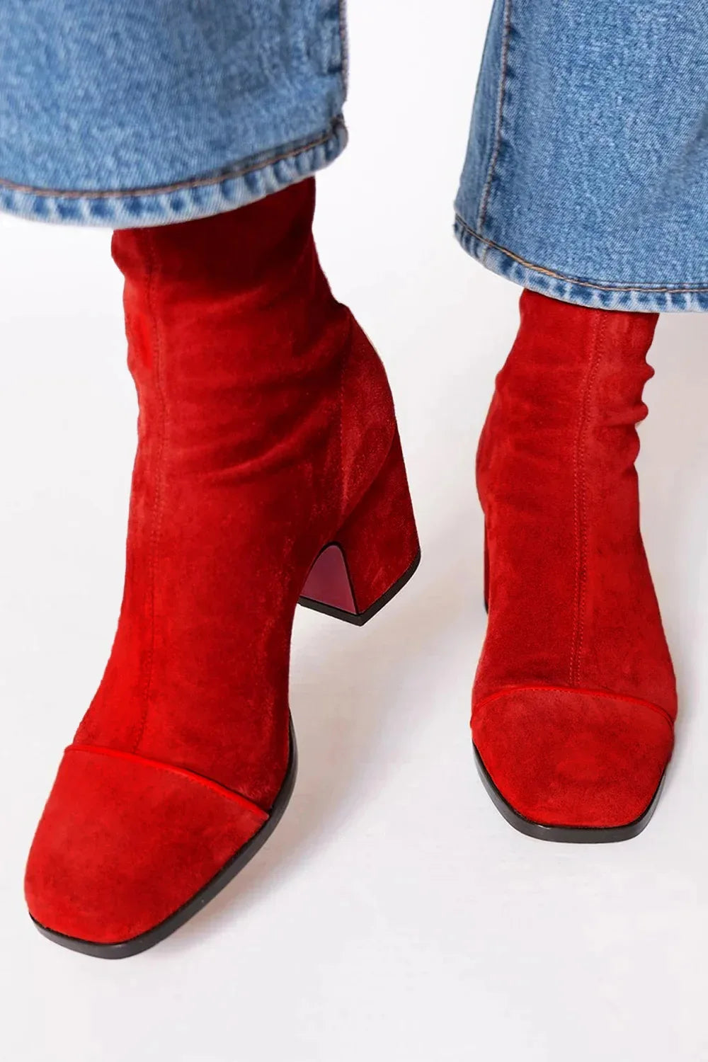 Women's Comfortable Chic Square Toe Heeled Boots 2