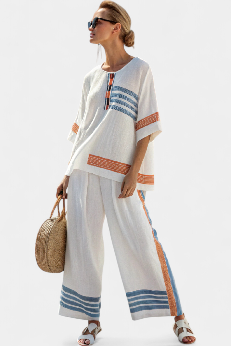 Women's Lightweight Striped Casual Ensemble 1