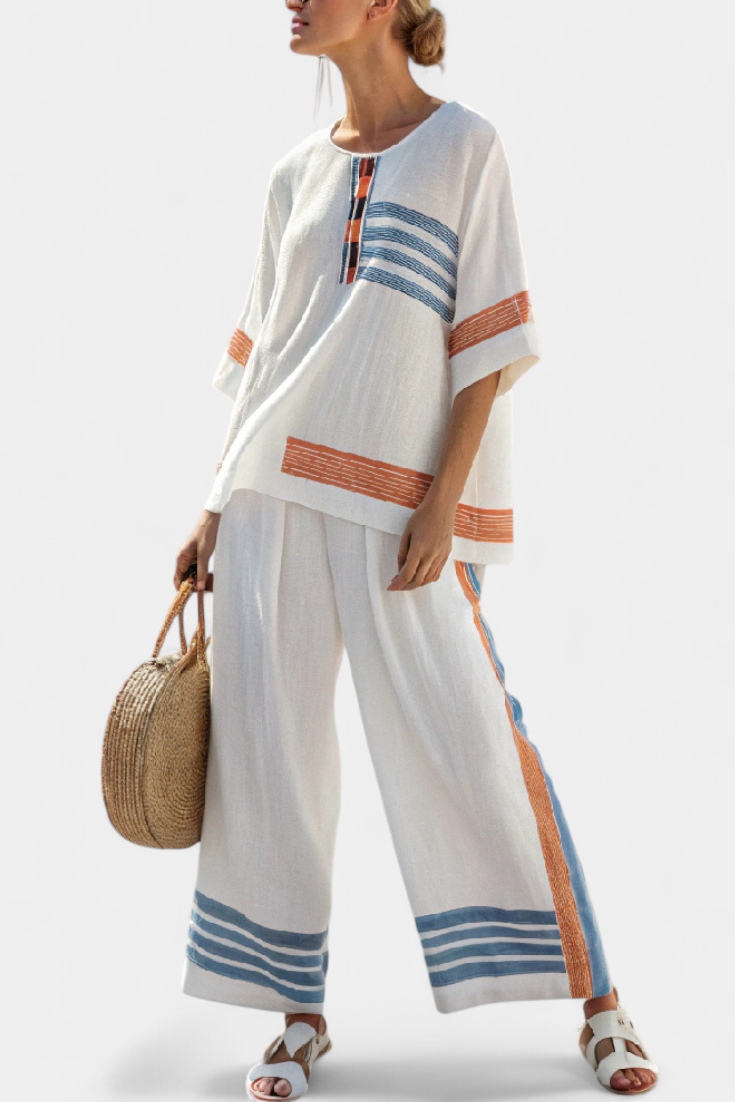 Women's Lightweight Striped Casual Ensemble 2