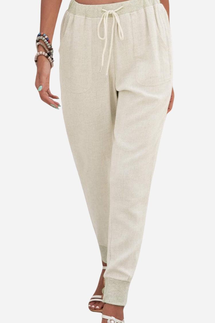 Women's Tapered Drawstring Elastic Ankle Jogger Pants 1