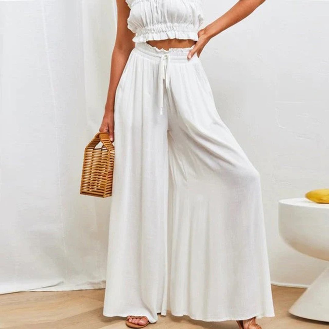 Women's Smocked High Waist Wide Leg Pants 1