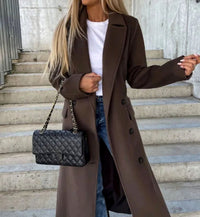 Women's Classic Double-Breasted Below Knee Long Coat