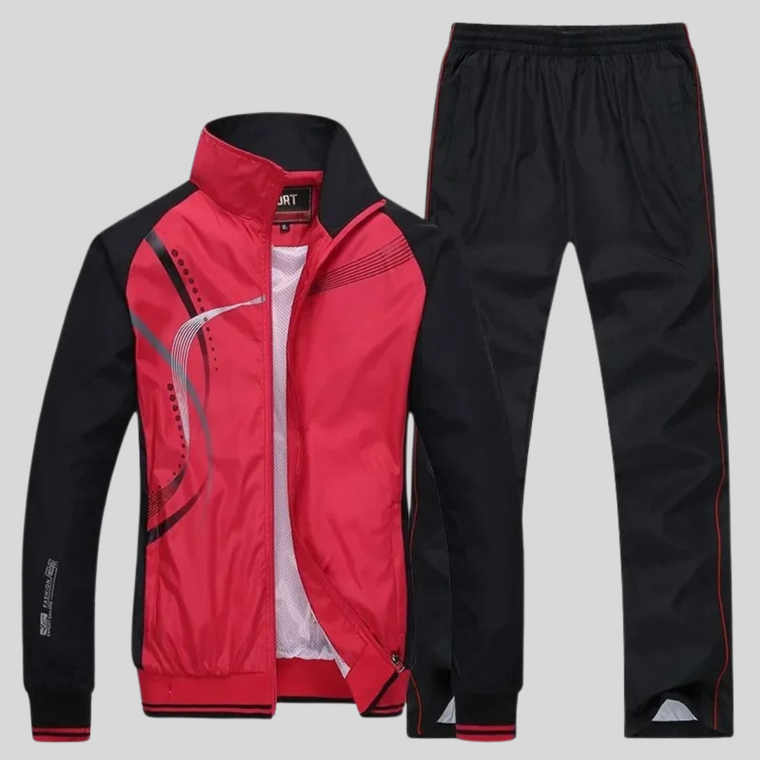 Sporty Thermal Long Sleeve Set for Men with Loose Fit