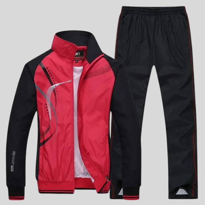 Sporty Thermal Long Sleeve Set for Men with Loose Fit