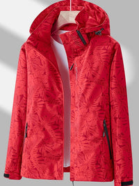 Women's Windbreaker Jacket with Removable Hood, Drawstring, Zip Pockets, Casual