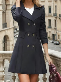 Women's Double-Breasted Long Sleeve Trench Coat Dress