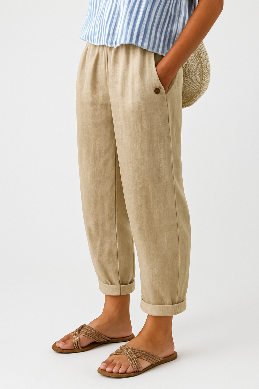Women's Lightweight Straight-Leg Stylish Pants with Side Pockets 1