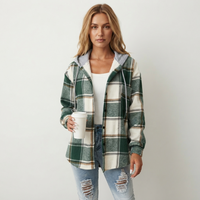 Women's Comfortable Hooded Plaid Flannel Shacket