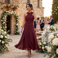 Women's Elegant Long Chiffon Wedding Guest Dress