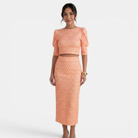 Women's Elegant Summer 2 Piece Set Crop Top and Slit Skirt