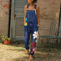 Blomstret denimjumpsuit til kvinder | Elegant og smart afslappet outfit