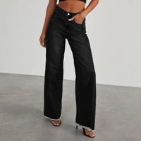 Women's High-Waist Wide-Leg Baggy Gray Jeans