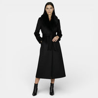 Women's Long Wool Faux Fur Winter Coat