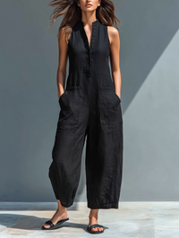 Women's Loose Fit Sleeveless Linen Jumpsuit