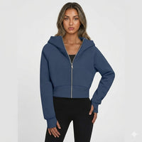 Women's Relaxed Cropped Zip Hoodie Sweatshirt
