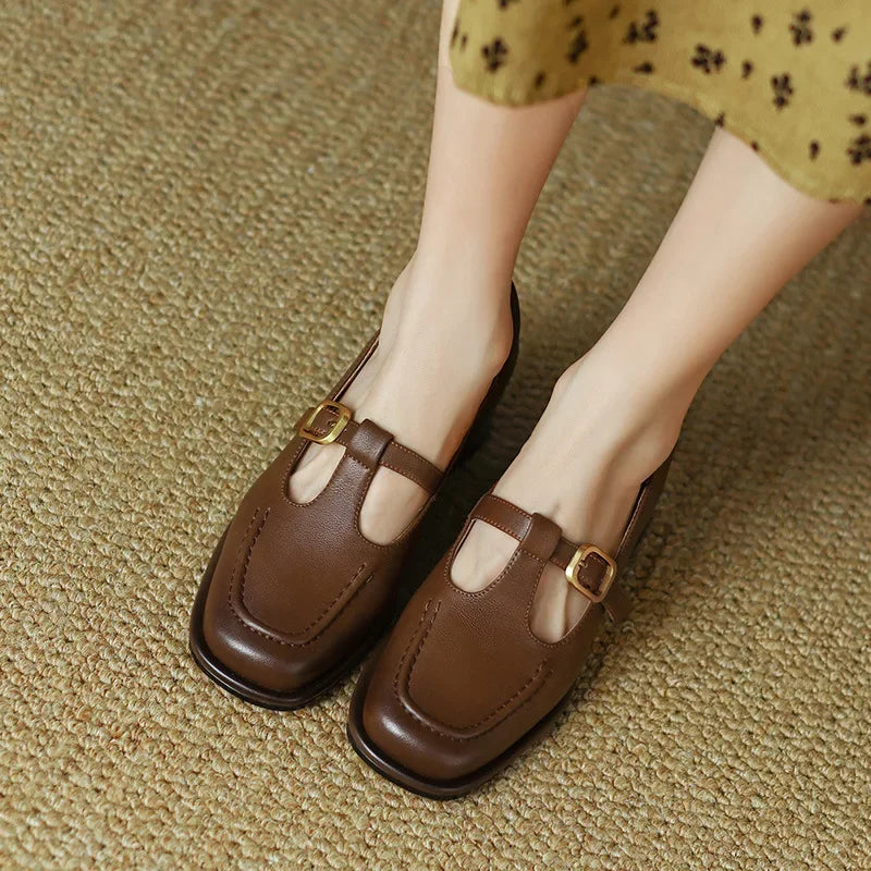 Women's Modern Square Toe T-Strap Mary Jane Shoes 1