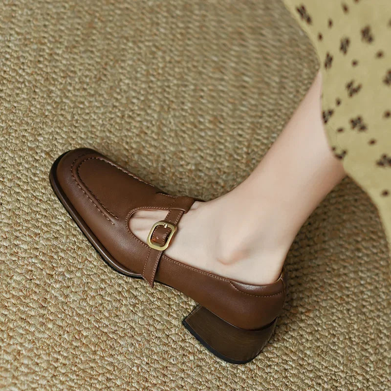 Women's Modern Square Toe T-Strap Mary Jane Shoes 2