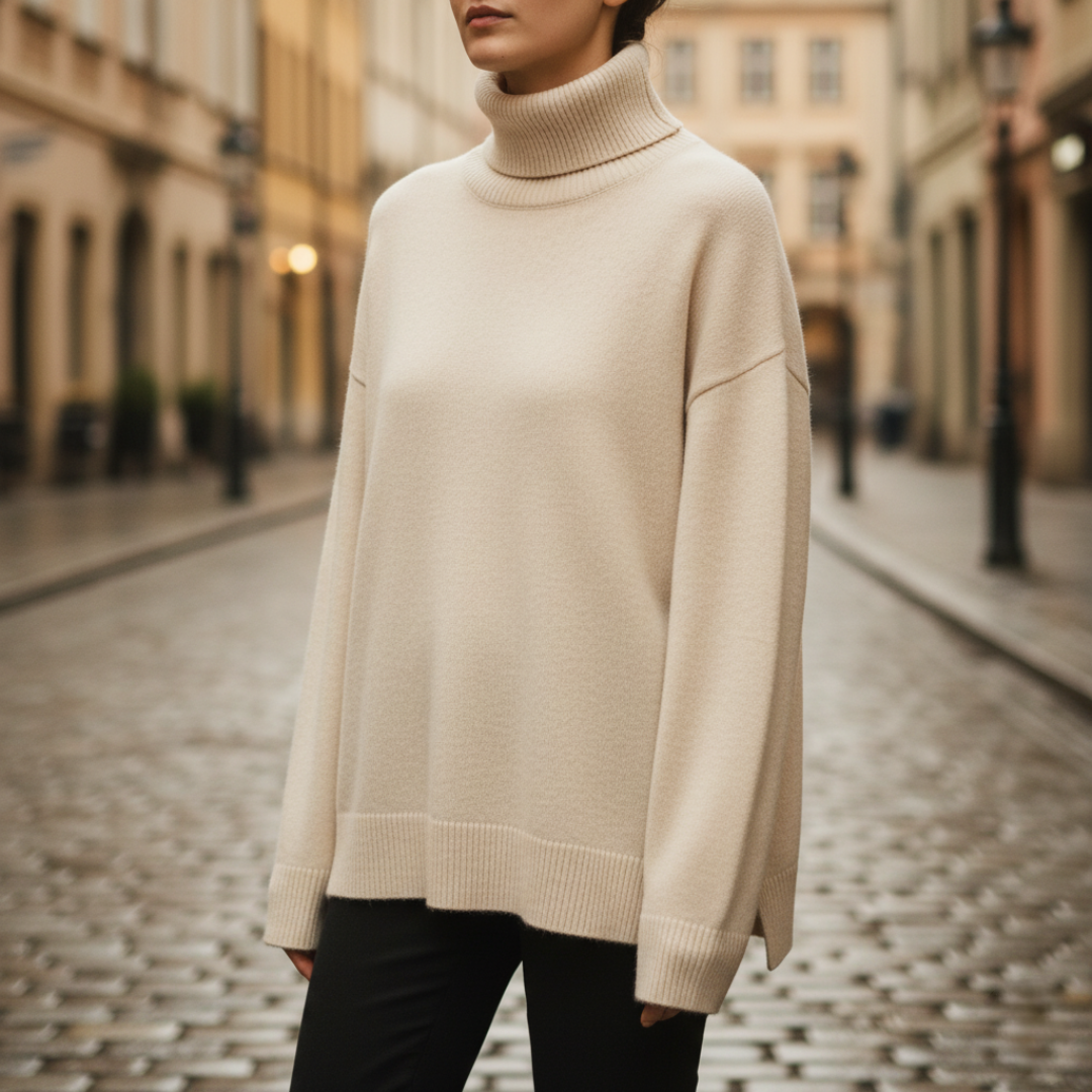 Maglione comodo da donna a collo alto