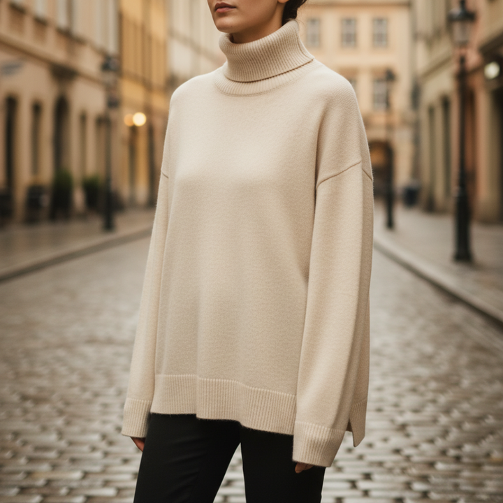 Maglione comodo da donna a collo alto