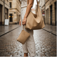 Women's Bag with Handle and Matching Clutch