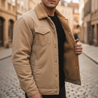 Men's Winter Jacket in Fabric with Inner Fur