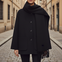 Women's Soft Blend Jacket with Embroidery and Scarf