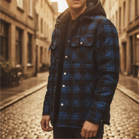 Men's Flannel Jacket with Hood and Zipper