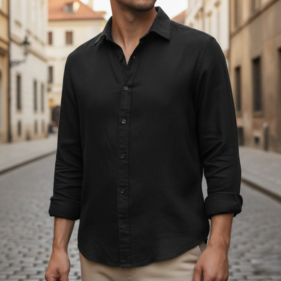Camicia casual da uomo in tessuto misto