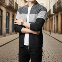 Men's Cardigan with Stripes and Zipper