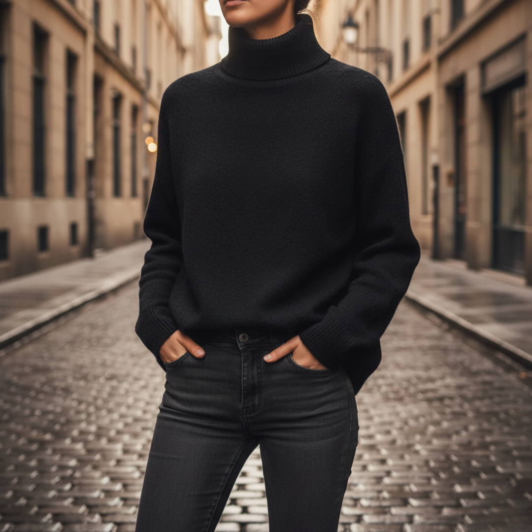 Maglione comodo da donna a collo alto