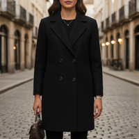 Cappotto invernale elegante da donna in poliestere | Design classico doppiopetto con tasche laterali