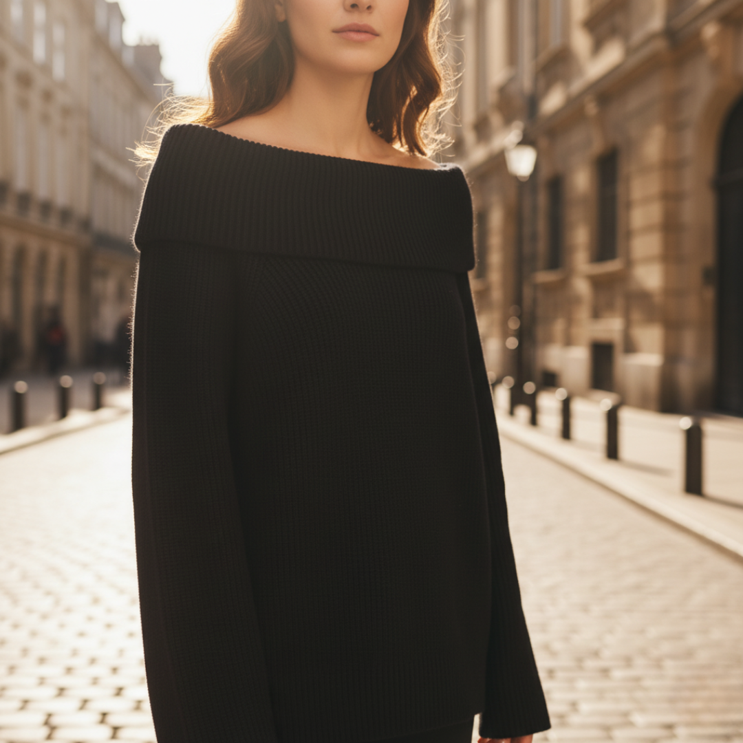 Ribbet off-shoulder-top til kvinder i blandede stoffer