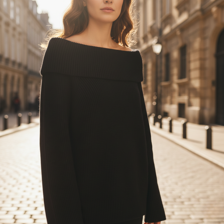 Ribbet off-shoulder-top til kvinder i blandede stoffer
