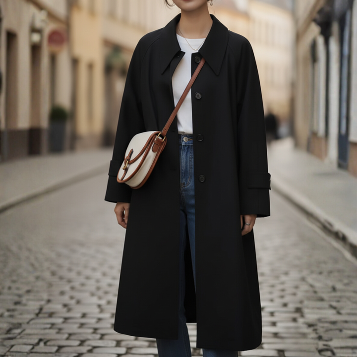 Trench lungo oversize da donna in tessuto leggero