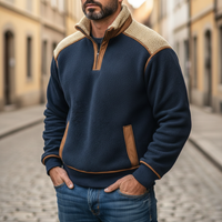 Men's Half Zip Fleece in Mixed Fabric
