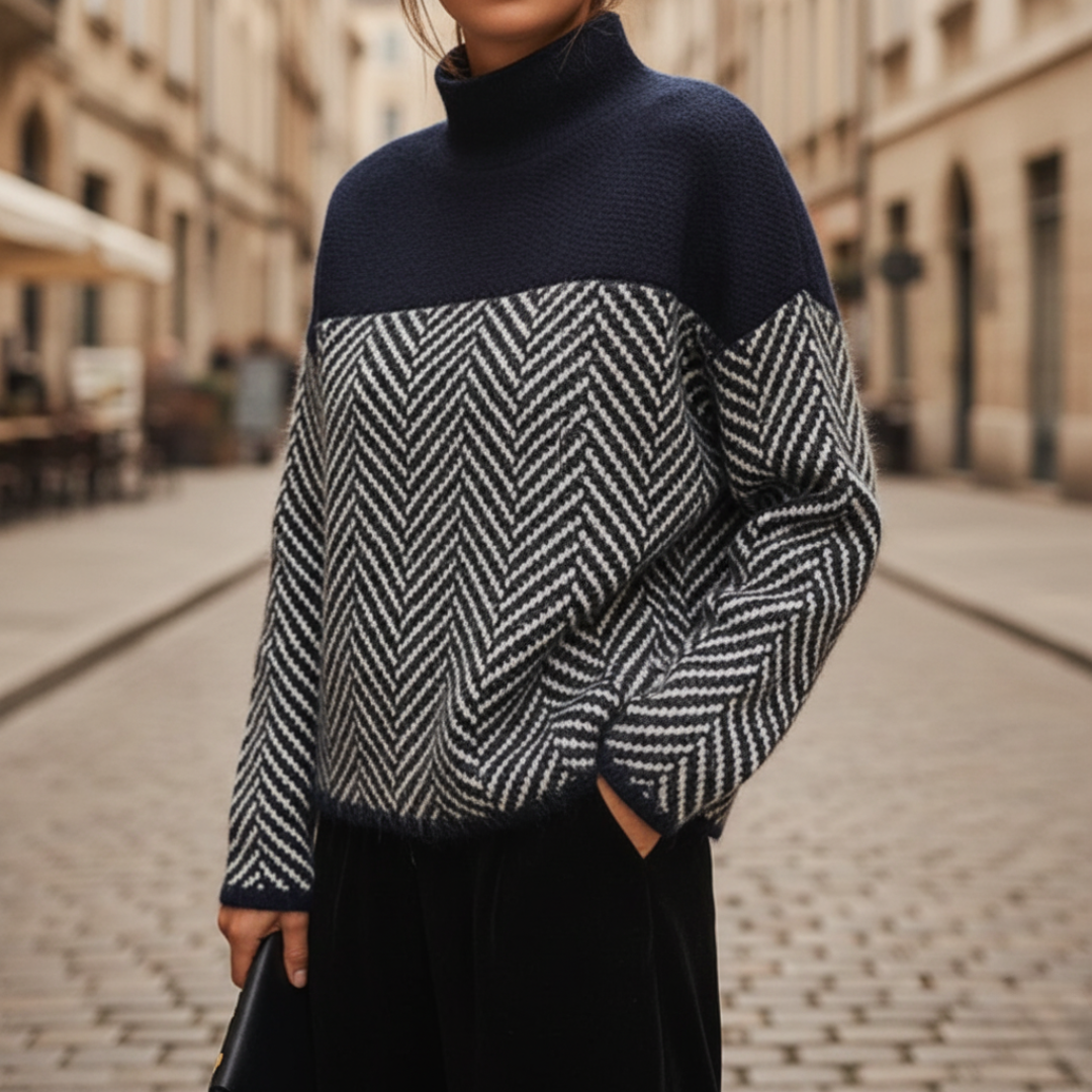 Maglione a collo alto con motivo a zigzag