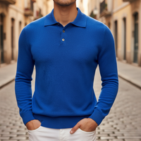 Polo lavorata a maglia da uomo a maniche lunghe