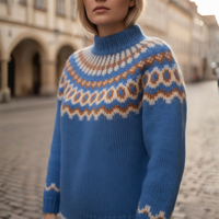Maglione invernale jacquard da donna con collo alto