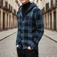 Men's Hooded Checkered Cardigan – Winter Jacket