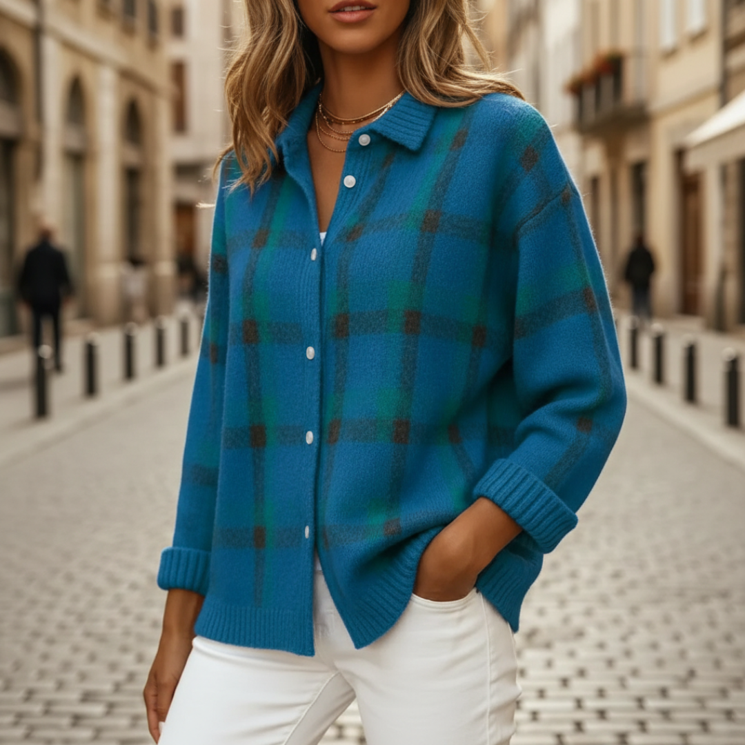 Women’s Cardigan Sweater Checkered