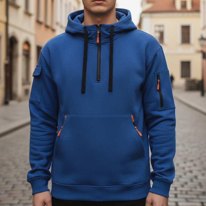 Felpa con zip da uomo con cappuccio
