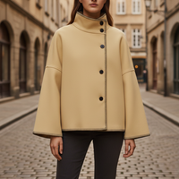 Elegant Oversized Women's Coat in Mixed Fabric
