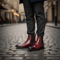 Men's Brown Synthetic Leather Chelsea Boots with Elastic