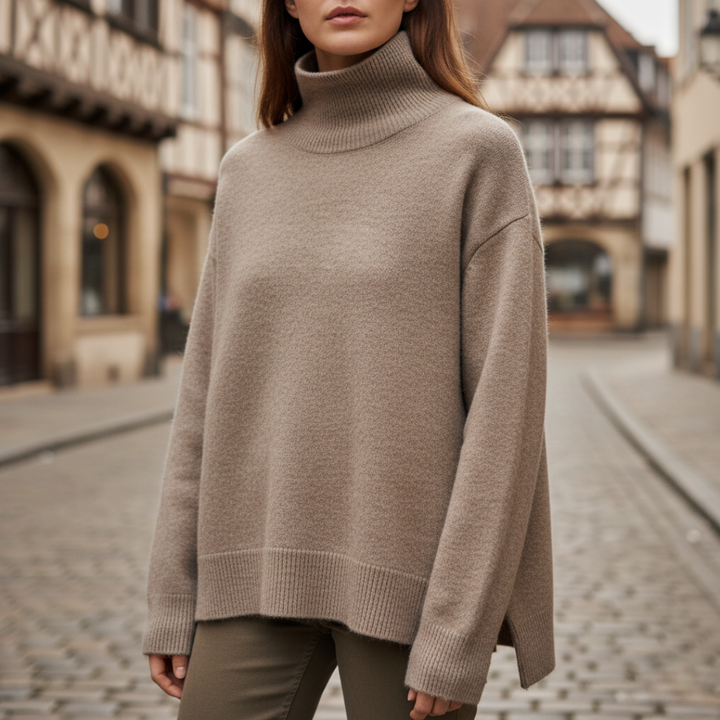 Maglione comodo da donna a collo alto