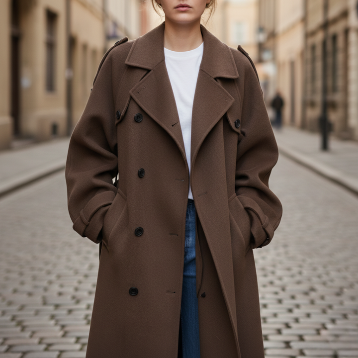 Lang vintertrenchcoat til kvinder