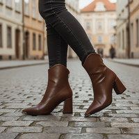 Women's Synthetic Leather Ankle Boots with Heel