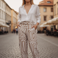 High-Waisted Pants and White Shirt Women's Summer Set